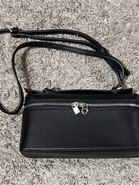 Mini Black Leather Crossbody Bag